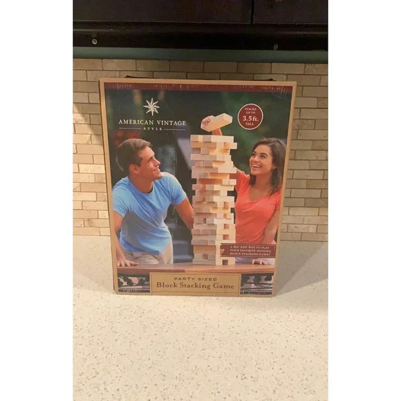 American Vintage Party Sized Block Stacking Game - Picture 1 of 4